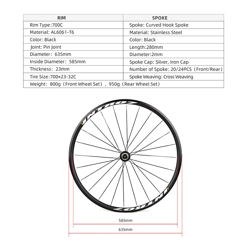 POLSO WS007 Road bike wheels 8/9/10/11speed lightweight road bike wheel set 20-24 holes 700c rim brake