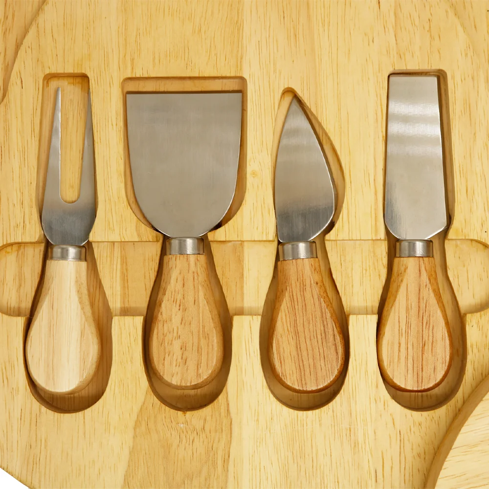 Premium Customizable Round Rubber Cheese Board Cutting Board Set