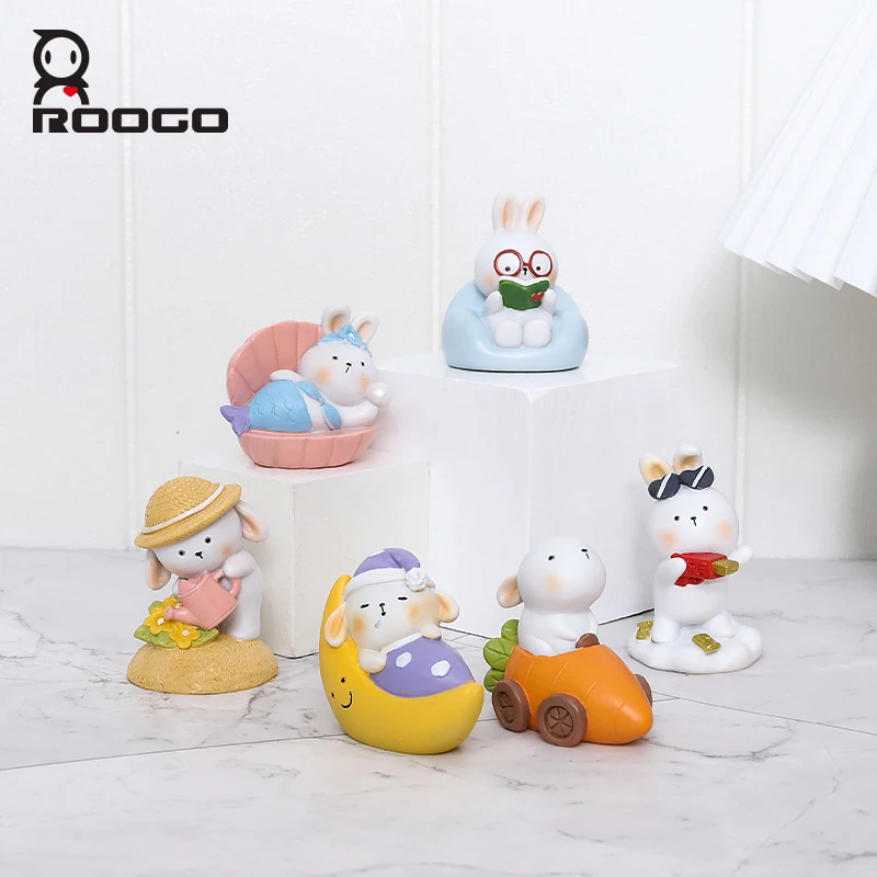 Roogo Annie Rabbit Resin Figurines Home And Desktop Decor Lovely Rabbit Design Great Present For Friends