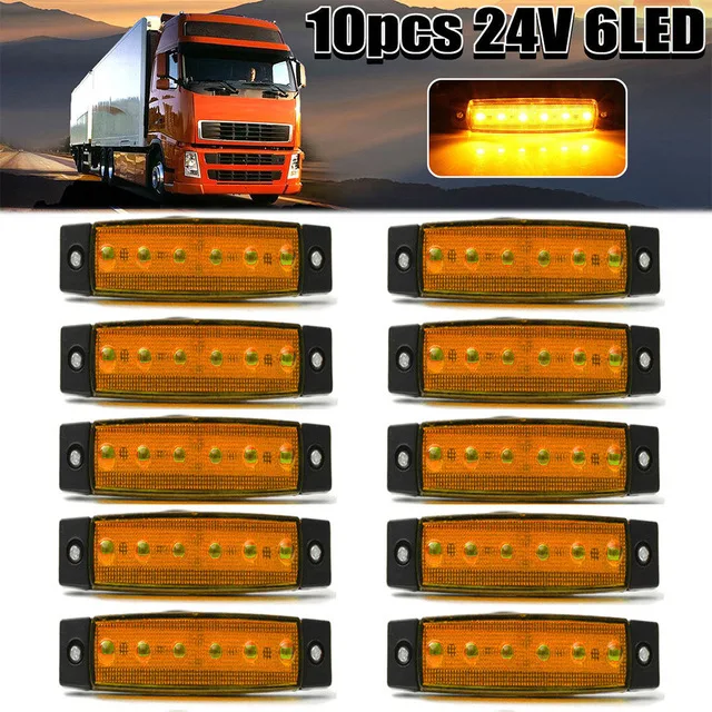 12V 24V LED 6SMD Truck Trailer Side Marker Indicator Light Car Brake Rear Sides Warning Tail Lights Auto Lamp WG126