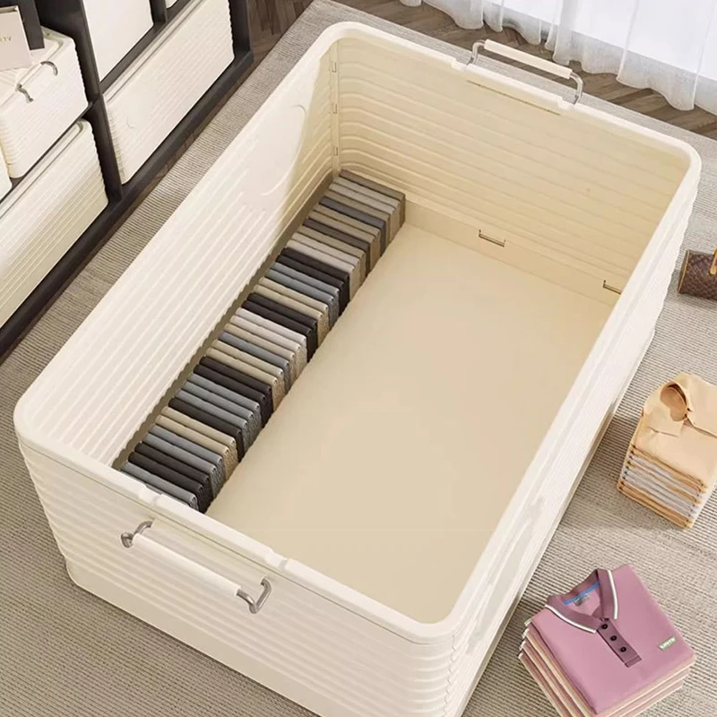 Wannuo Large plastic clothing storage box Folding cube storage boxes Lid plastic storage box for clothes and bedding