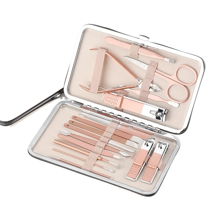 Rose gold 18-piece nail clippers set
