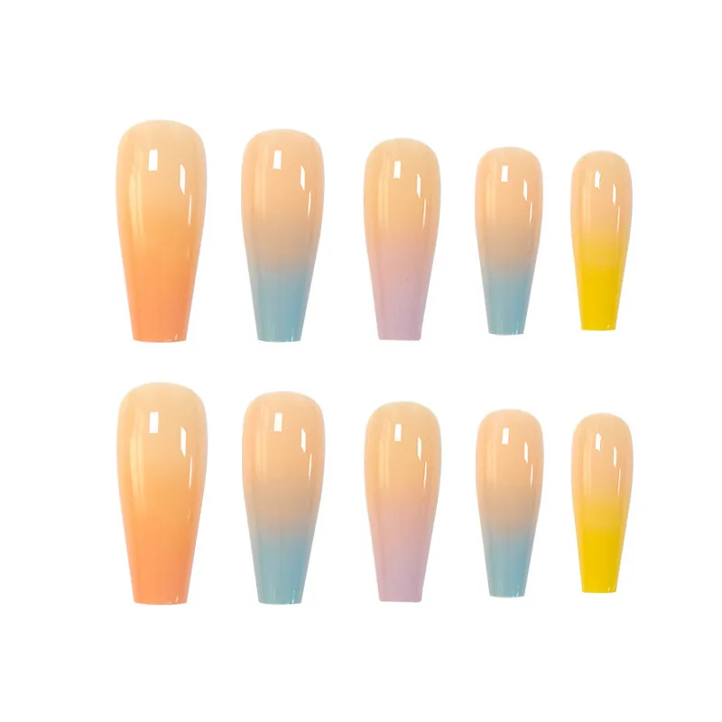 M&U Gradient Rainbow Natural Nail Stickers Full Wraps Artificial Nail French And European Wear Nail