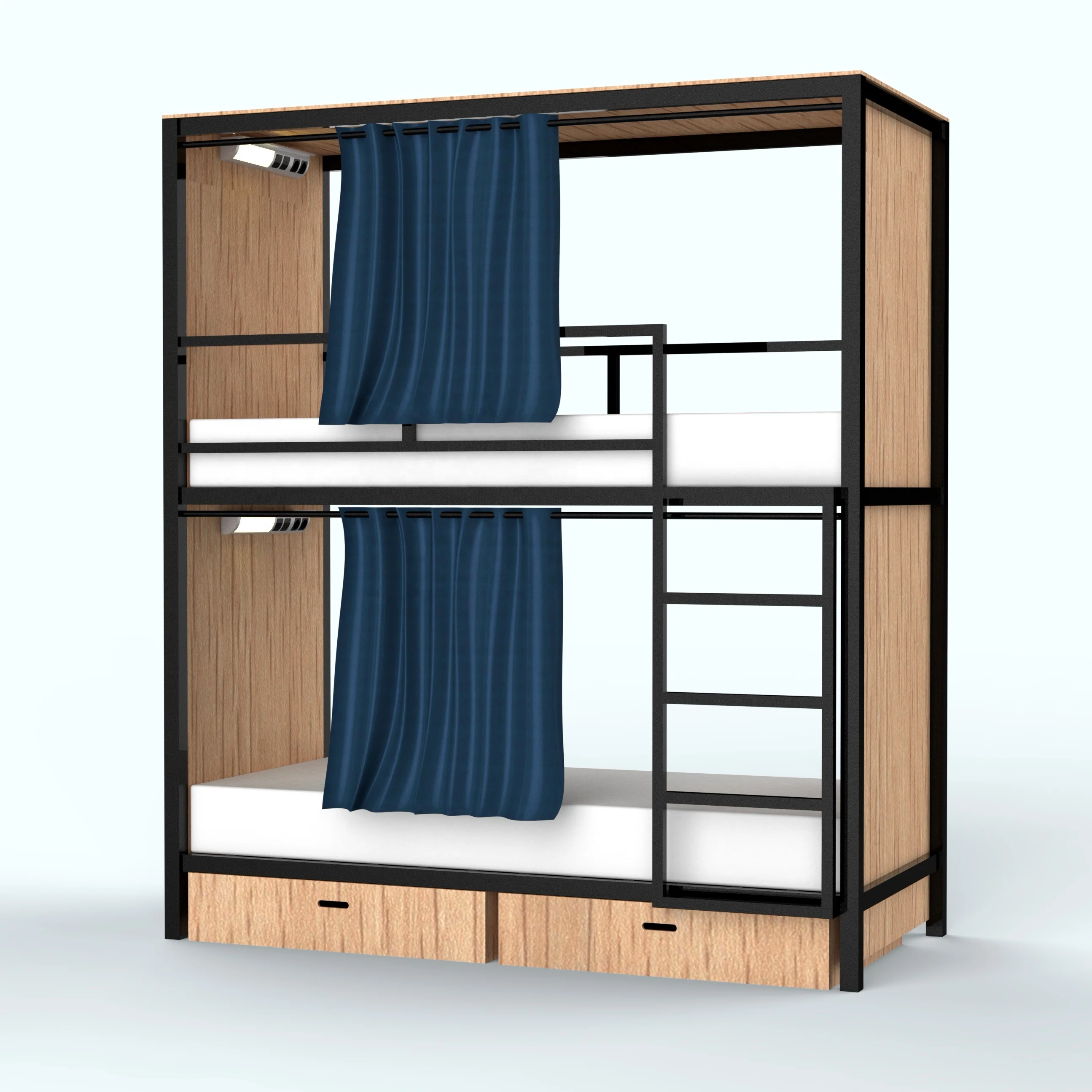 JZD Cheap Steel Bunk Bed Adult Double Bunk Beds With Clothing Storage for Hostels
