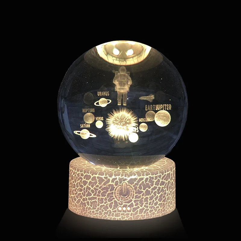 Wholesale 3d art crystal ball night lamp luminous crystal table lamp for kids birthday gift