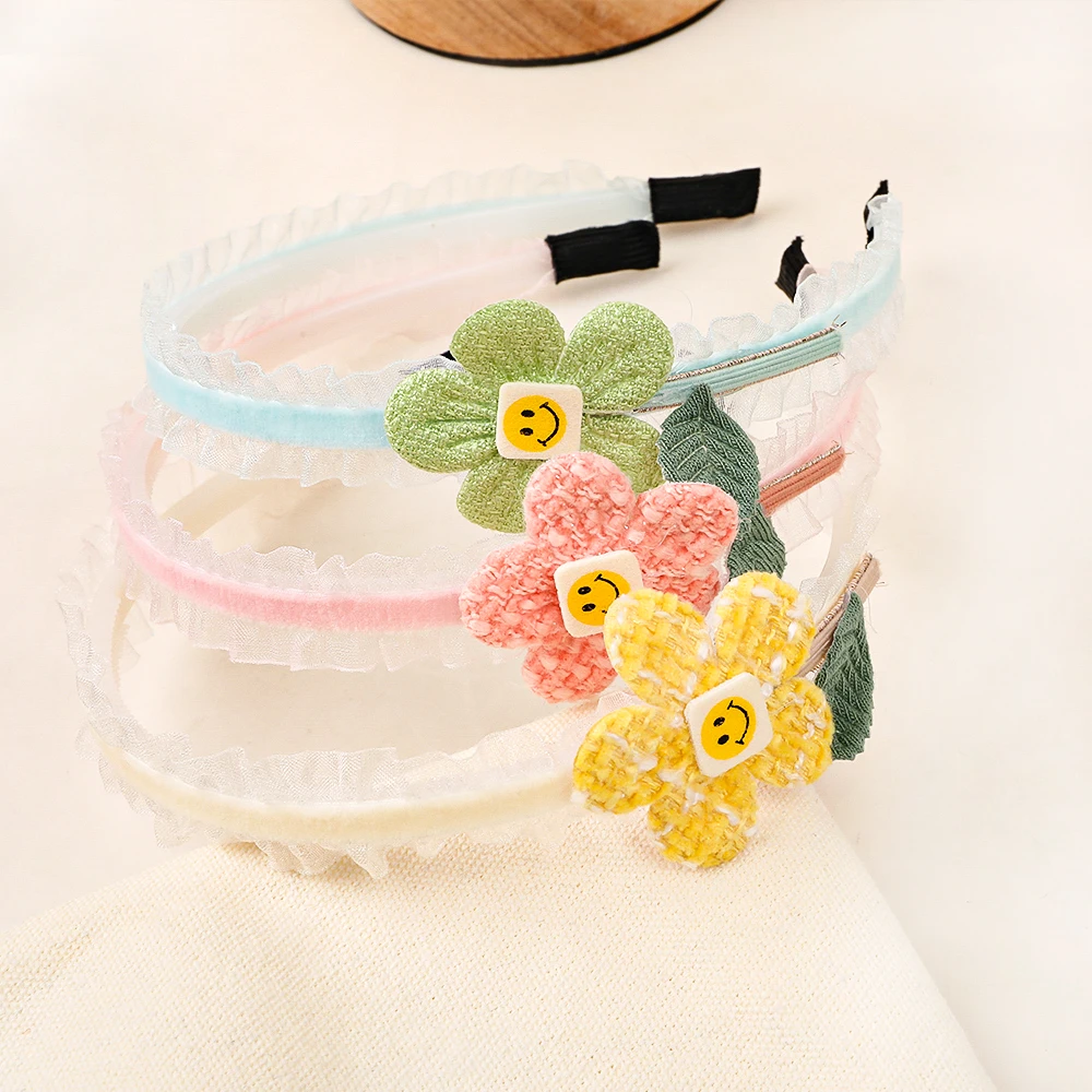 Заводская Оптовая Продажа Симпатичная кавайная Кружевная повязка на голову для детей с жемчугом Детская противоскользящая без вреда волос