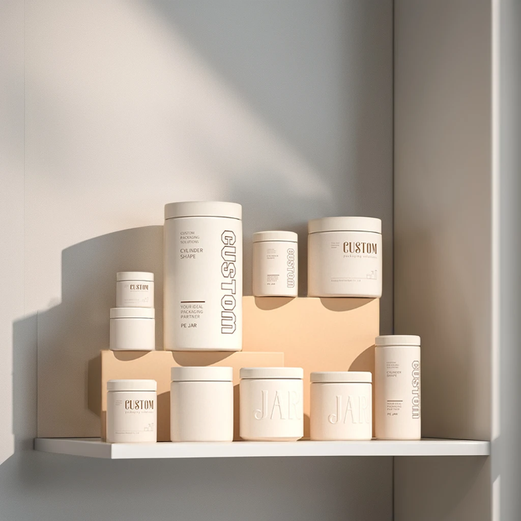 Custom 60ml 120ml 200ml 250ml 500ml 1000ml Empty Cylinder Packaging Hair Care Conditioner Cream Jar PE HDPE Matte Plastic Jar