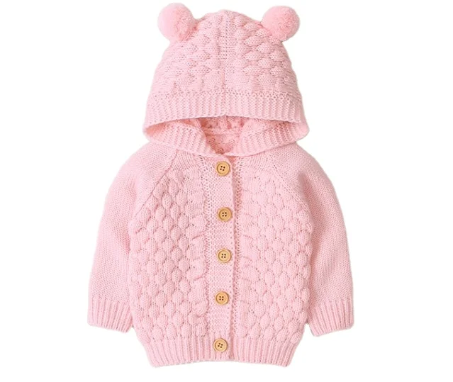 
fancy hoodie buttoned long sleeve knitting pattern unisex baby sweater 