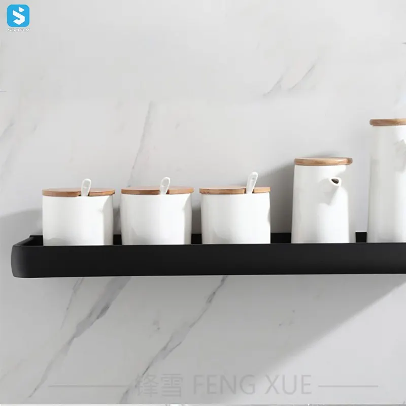 Spacer aluminum Matte Black Bathroom Shelf Storage Rack Holder Wall Mounted Shampoo Spices Shower Organizer Bathroom Accessories