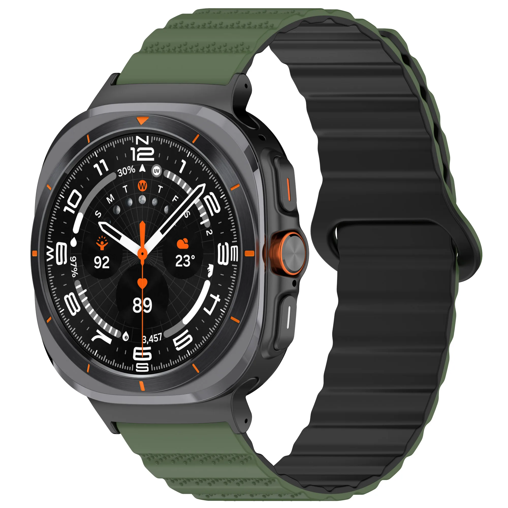 Men Two Tone Magnetic Waterproof Silicone band for Samsung galaxy watch 7 ultra