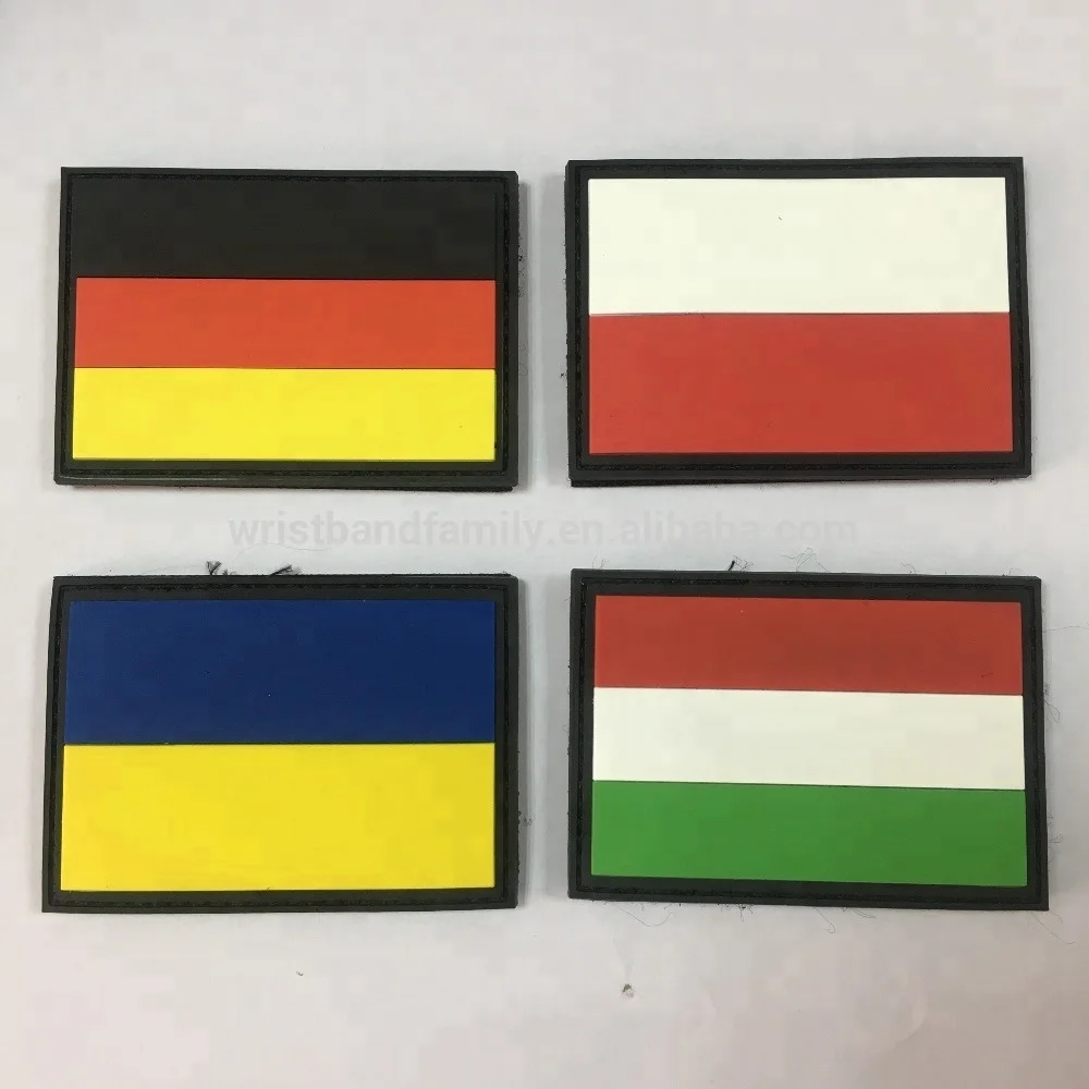 Custom PVC Rubber Europe Country National Flag Patches Italy Switzerland  Ireland Netherlands Belgium Sweden Flag