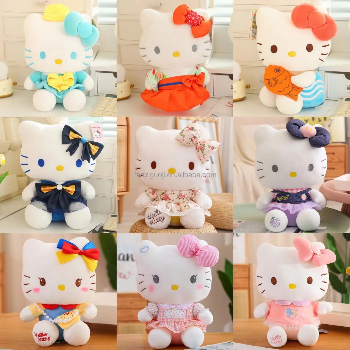 High Quality Original Red Pink Hello Cat Kitty Doll Cute Plush Animal Cartoon Sanrion HK KT Claw Machine Plush Doll Soft Plush