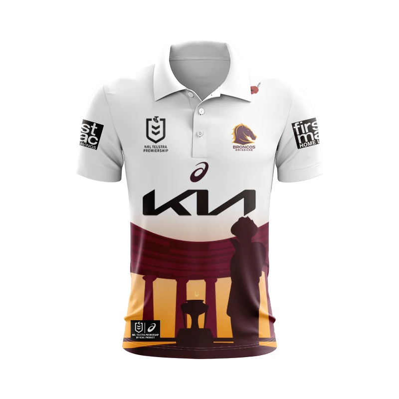Custom Print Embroidered Logo Quick Dry Short Sleeve Polo Style Nrl Penrith Panthers Vintage Super Rugby T Shirt