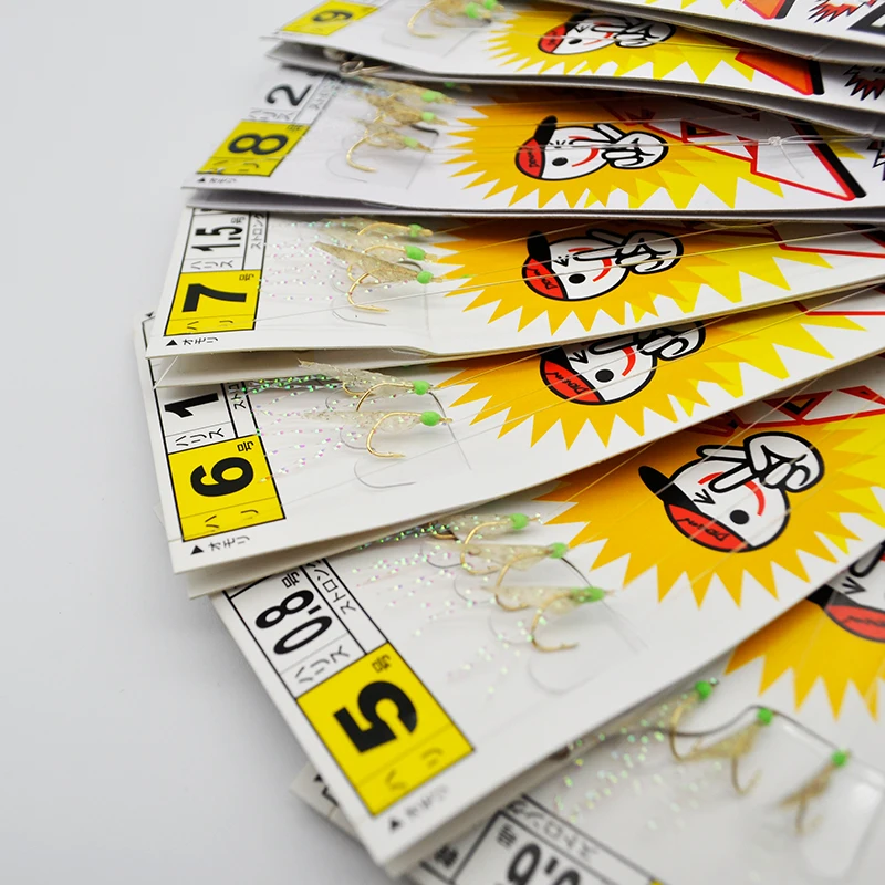 Морская рыбалка настоящая рыба кожа Sabiki светящиеся бусины Sabiki 6 крючков Sabiki