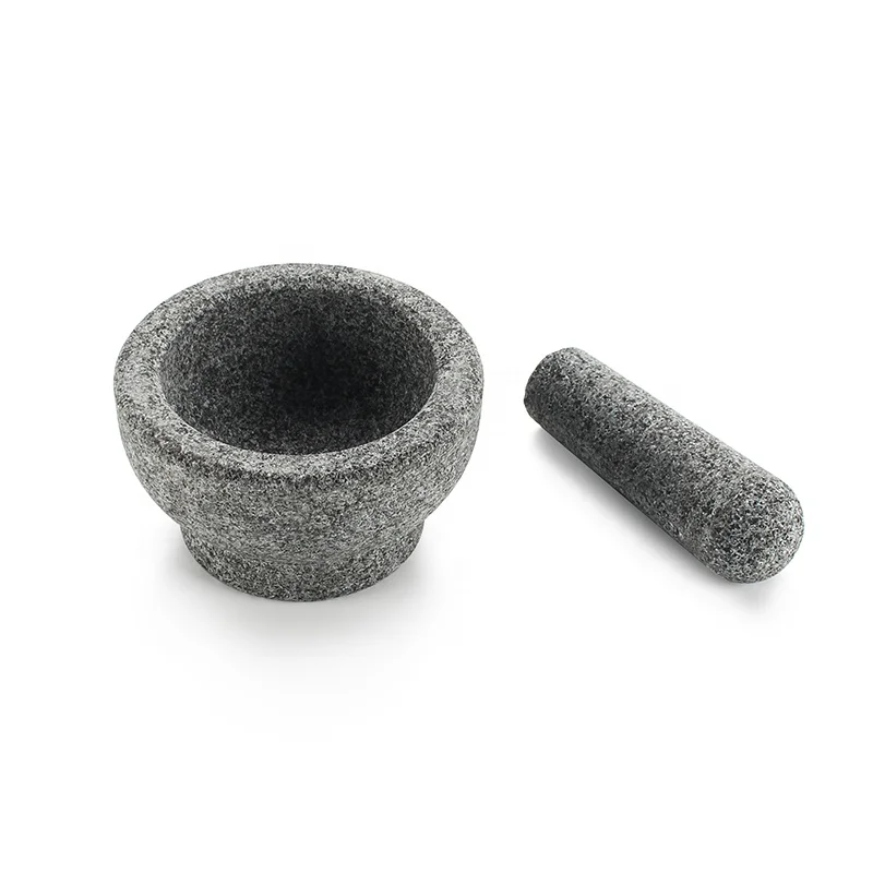 Amazon Hot Selling Black Natural Granite Stone  Mortar and Pestle Machine Set for Grinding