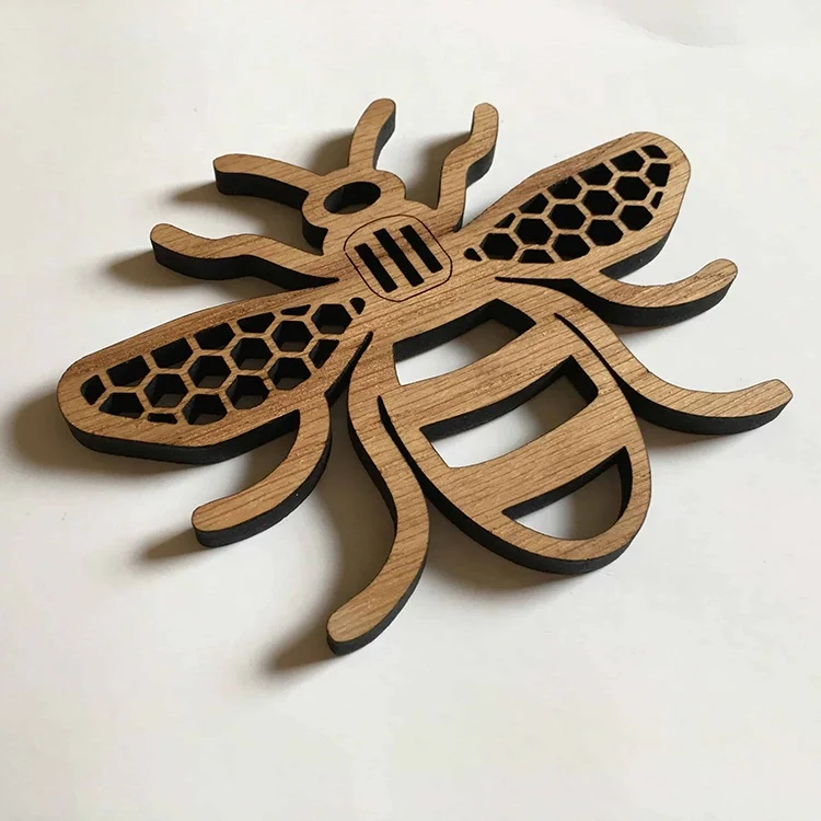Wholesale Custom World Bee Day Craft Blank Wood Coasters Set for Kitchen Dinning Room