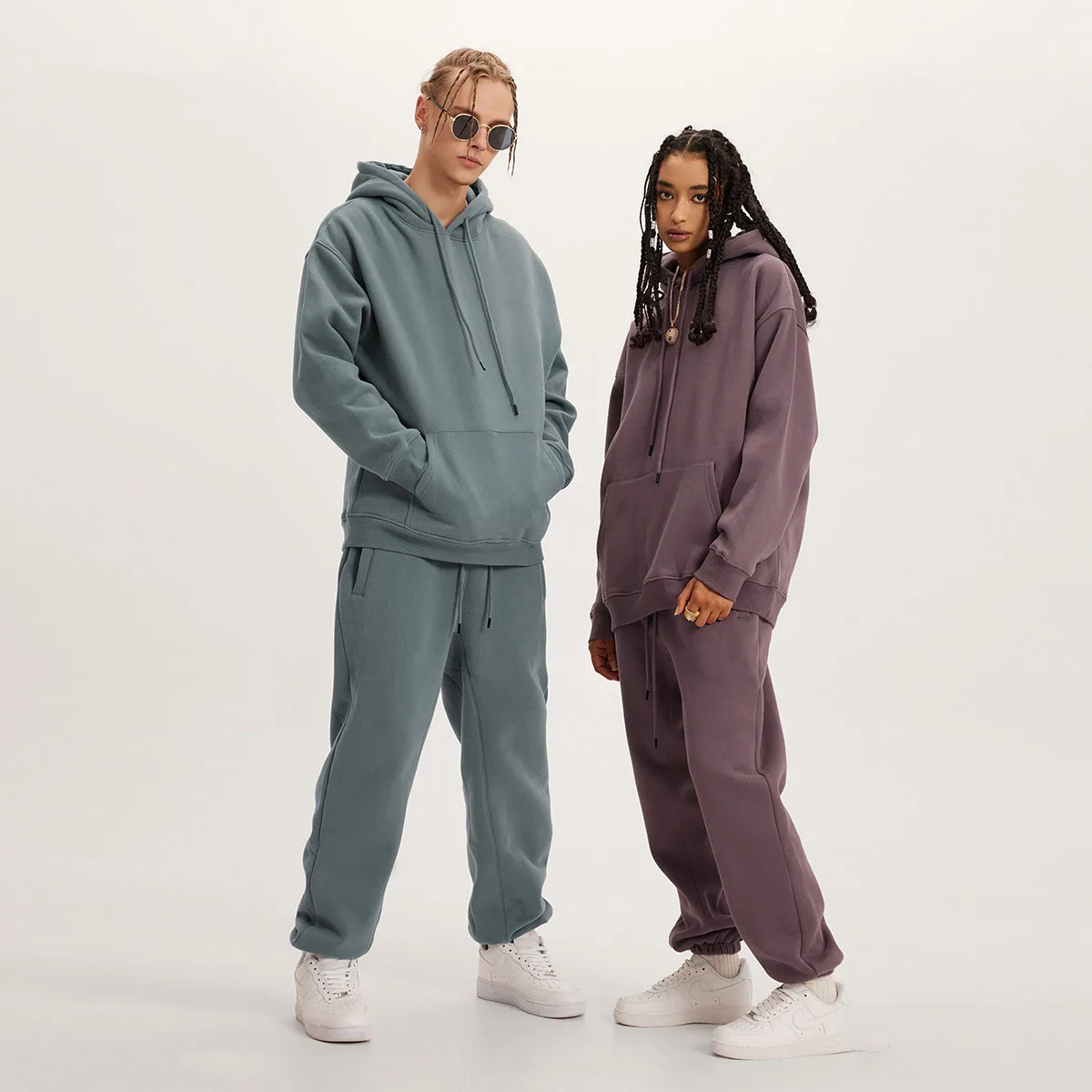 Custom logo100% Cotton Sweat Suits Two Piece Oversized french terry oversized puff print men tracksuit