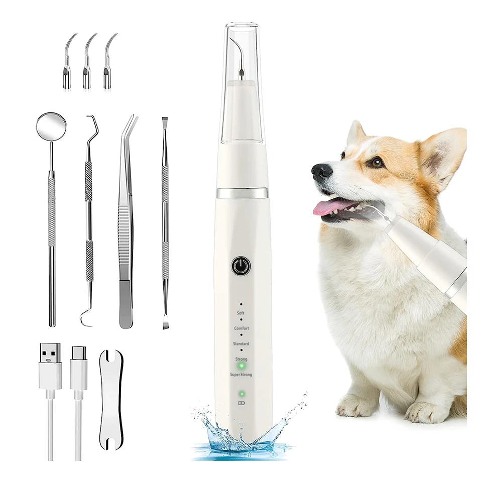 Pet Dental Plaque Tartar Calculus Ultrasonic Scaler Teeth Cleaning Kit IPX8 Machine Veterinary Tooth Cleaner For Home Pet Use
