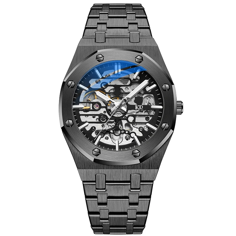 Ready to Ship Automatic Watch for Men Stainless Steel Strap Sapphire Back Glass Hot Selling Mechanical Watches