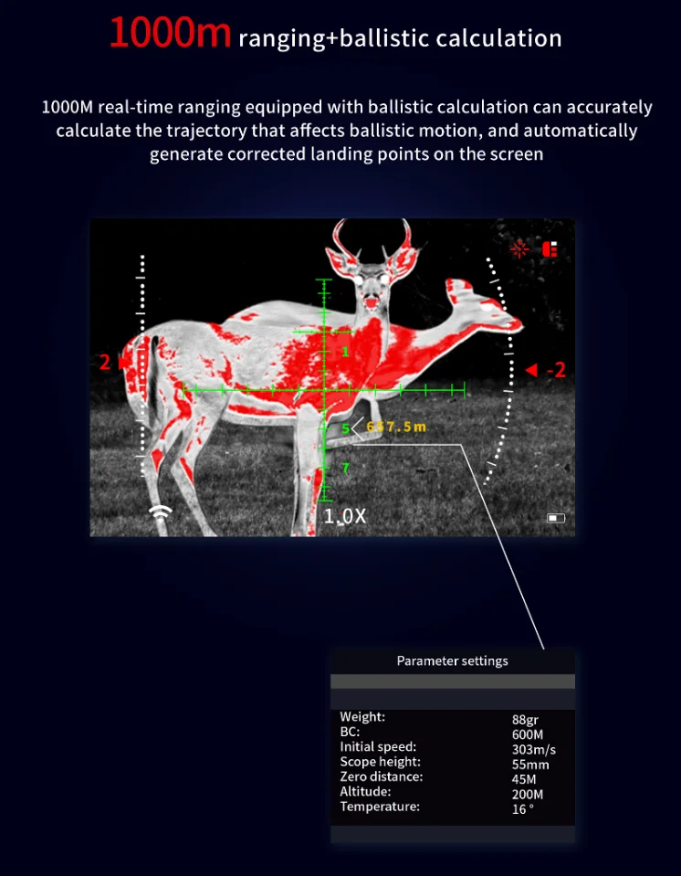 640 High-Definition Detection Distance 2500m thermal imaging scope night vision hunting with 4X and 8X Digital Zoom