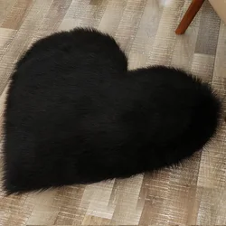 Luxury Fluffy Faux Sheepskin Area Rug Heart Shaped Rug Fuzzy Room Carpet for Home Living Room Sofa Floor Bedroom