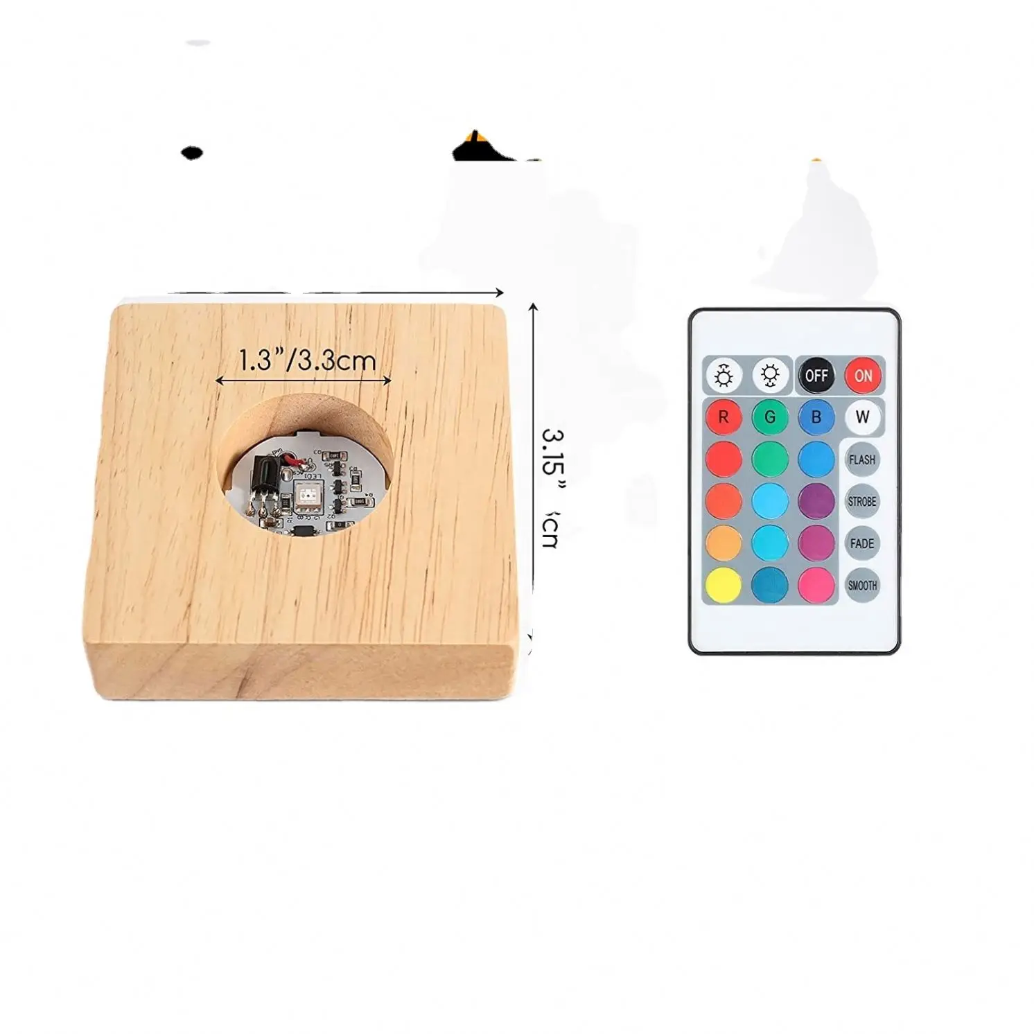 Customized Size LED Light Base Stand Wooden Display with Colorful 16 Colors for Crystal Ball Acrylic Glass Craft Items Deco