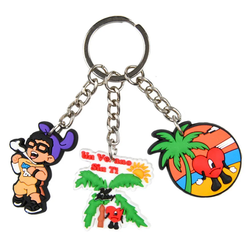 2022 YIWU AULLAN Christmas Gifts Keychain Pendants Juguete Bad Bunny Croc Charms 3D pvc Rubber Keychain Bad Bunny Keychain