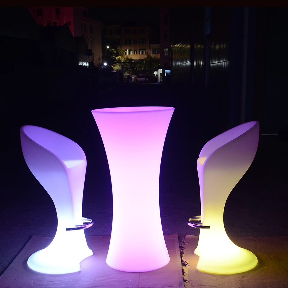 led light furniture /remote control rechargeable led furniture RGB colorful illuminated PE plastic single led sofa chair