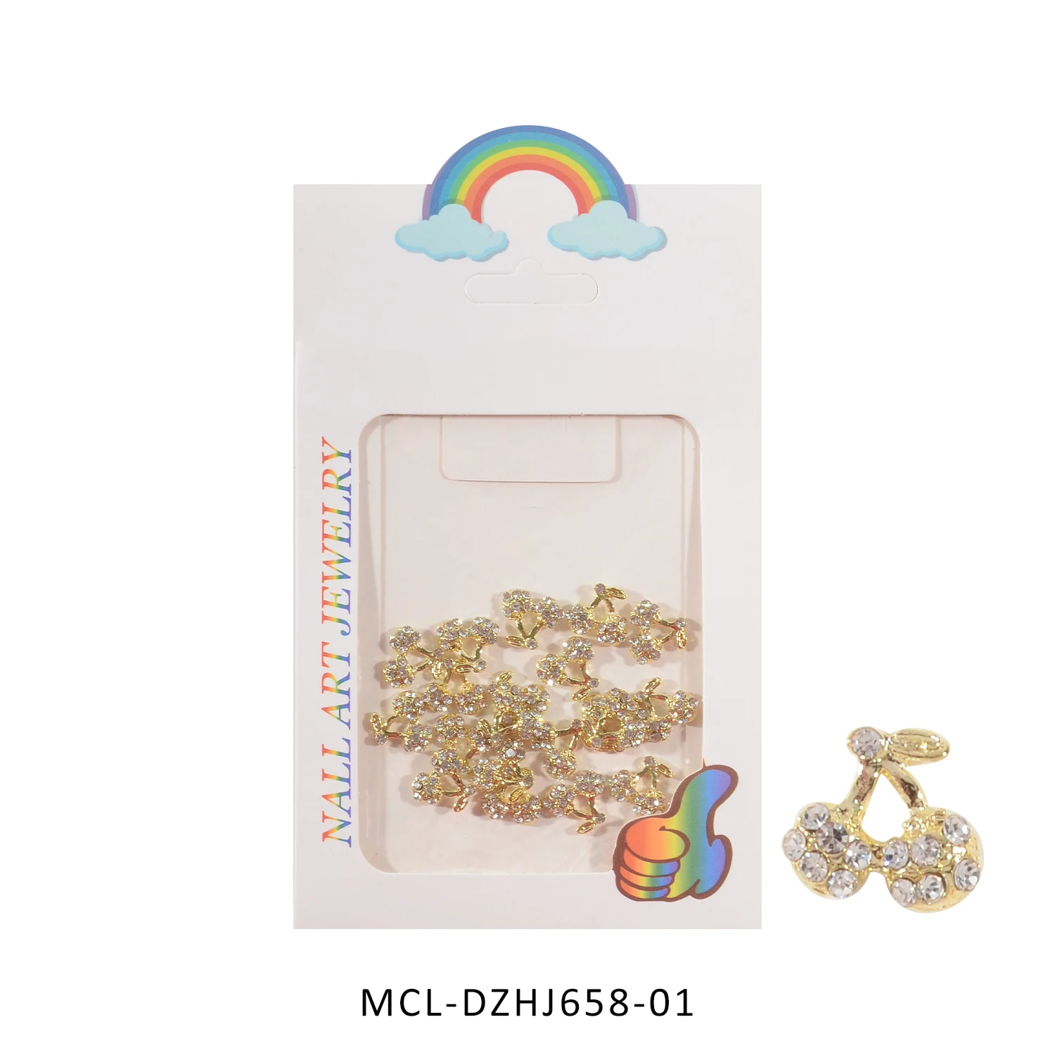 Lucky Pink Ab Metal Zircon Alloy Crystal Diy Cherry Nail Charm Pendant For Nails