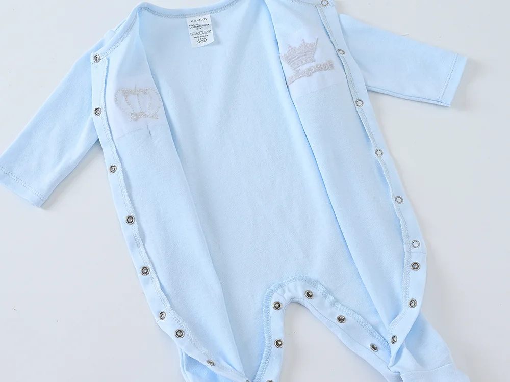 100% Cotton Baby Clothing Sets Boys 3-9 Months Blue Baby Romper +Hats+Mittens Newborn Gift Set