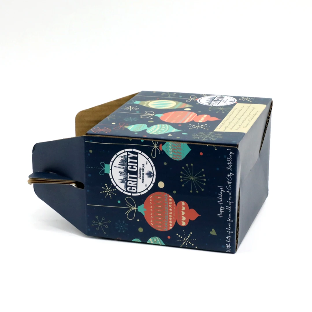 Customized Christmas Gift Box Wine Packaging Box Corrugated rigid beer storage box for holiday with portable handle