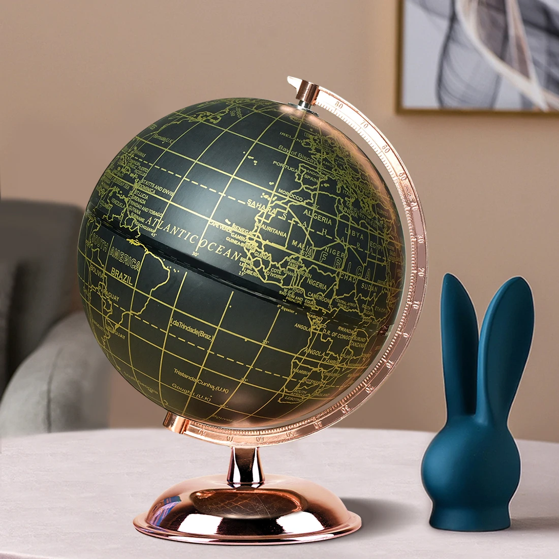 20cm 8 Inch rotating kids children teaching education home office decor black gold earth globe decorative world map globe