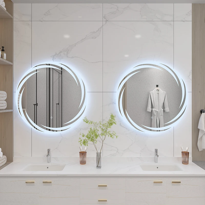 Bathroom Accessories Oval Round LED Mirror Wall Hung Smart Bath Mirror With LED Light for Bathroom