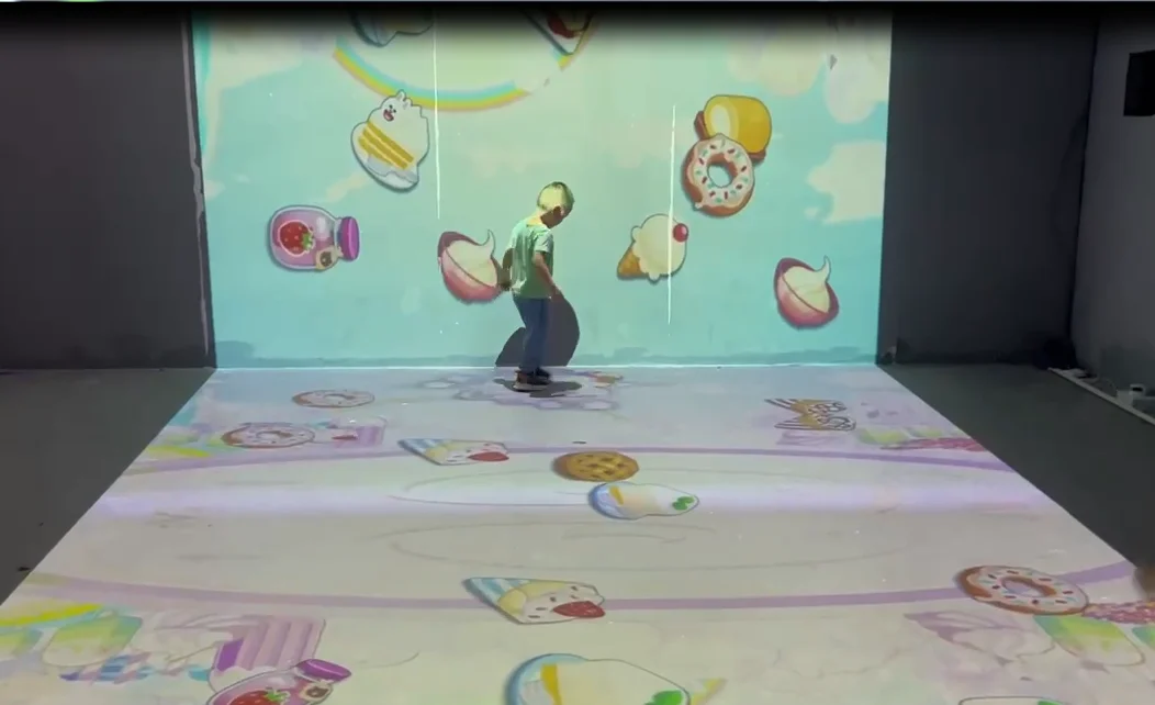 Customized Funny AR Projector Interactive Games Table Floor Wall Interactive Football Fruit Game