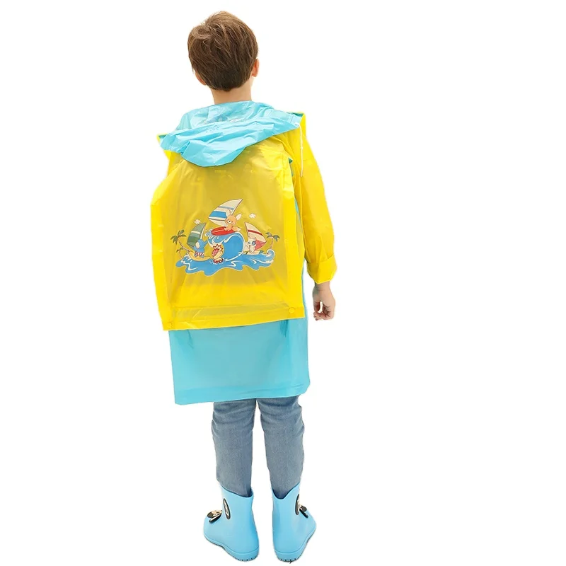 Hooded Cartoon Funny Baby Children Kids Rain Poncho/Raincoat/Outwear with bag rain coat for kids
