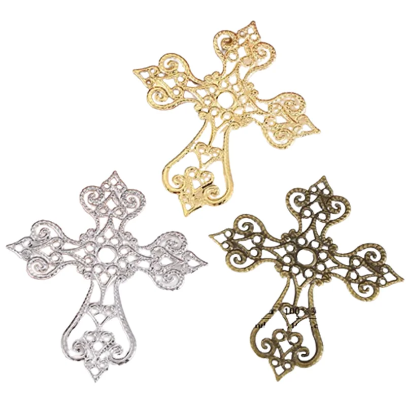 55X60mm DIY jewelry accessories headwear material cross shaped decorative metal flower piece