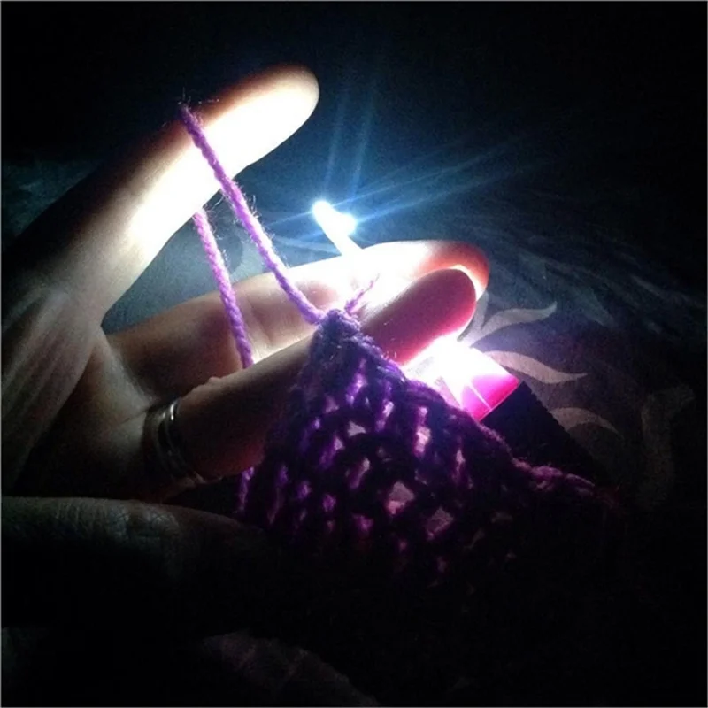9 In 1 Light Up Crochet Hooks Knitting Needles USB Rechargeable LED Knitting Tools DIY Weaving Sweater Sewing Accessories