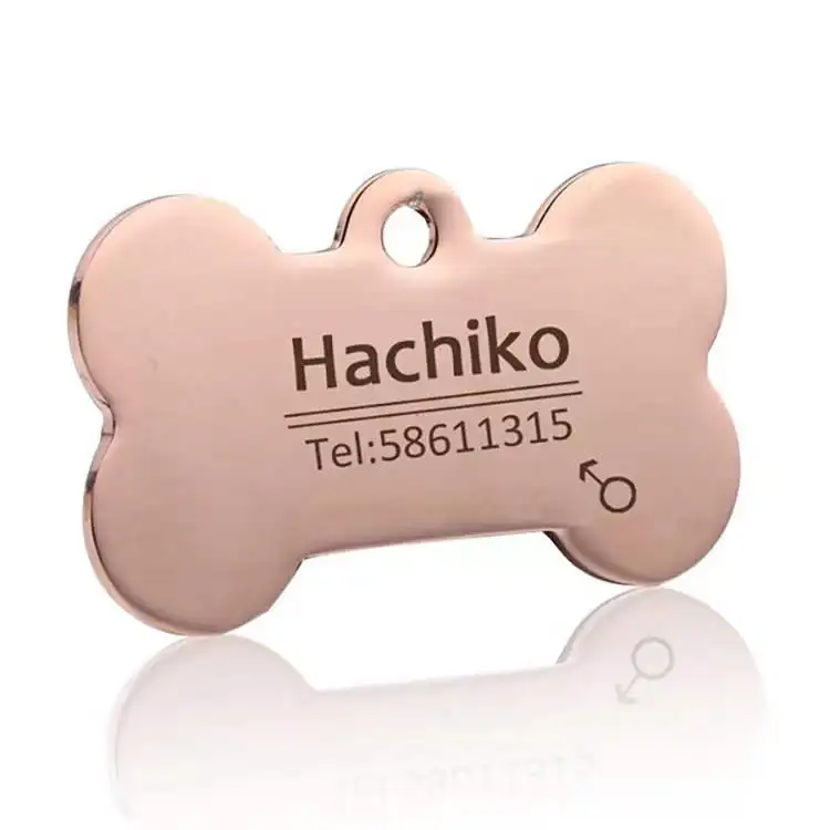 Double Sided Laser Etched Stainless Steel Pet ID Tag for Dog and Cat Engraved and Personalized Pendant Jewelry