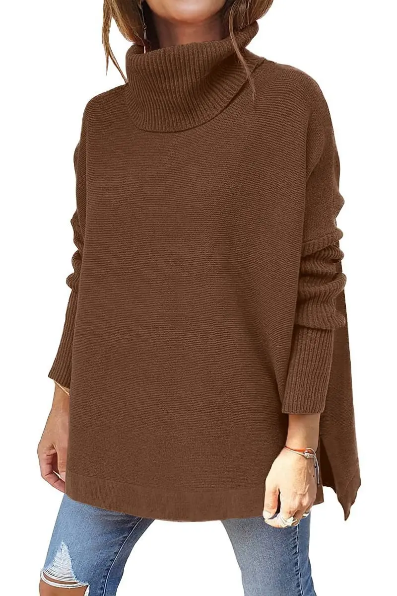 Oversized Pullover Knitted Sweater Women Knitted Pullover Tops For Ladies Casual Sweaterwomen Knitting Bat Sleeve Sweater