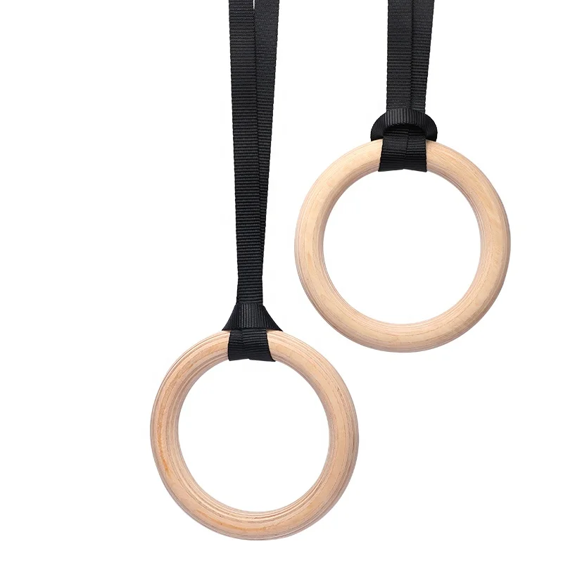 Factory Direct Sales Gymnastic Rings Fitness Equipment Wooden Gymnastic Rings with High Strength for Yoga Studio