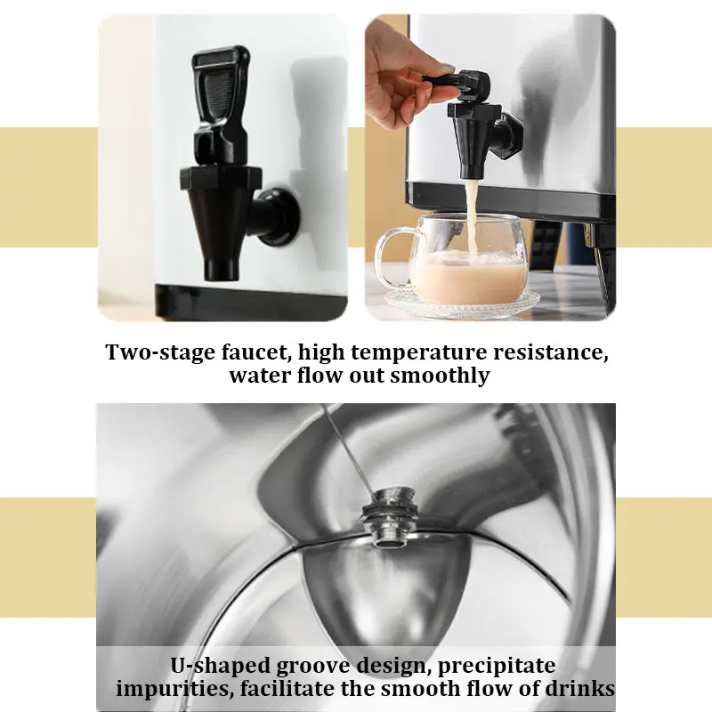 WINNERS 6L 8L 10L 12L square stainless steel heat insulation barrels insulated soup food warmer with tap for milk tea shop