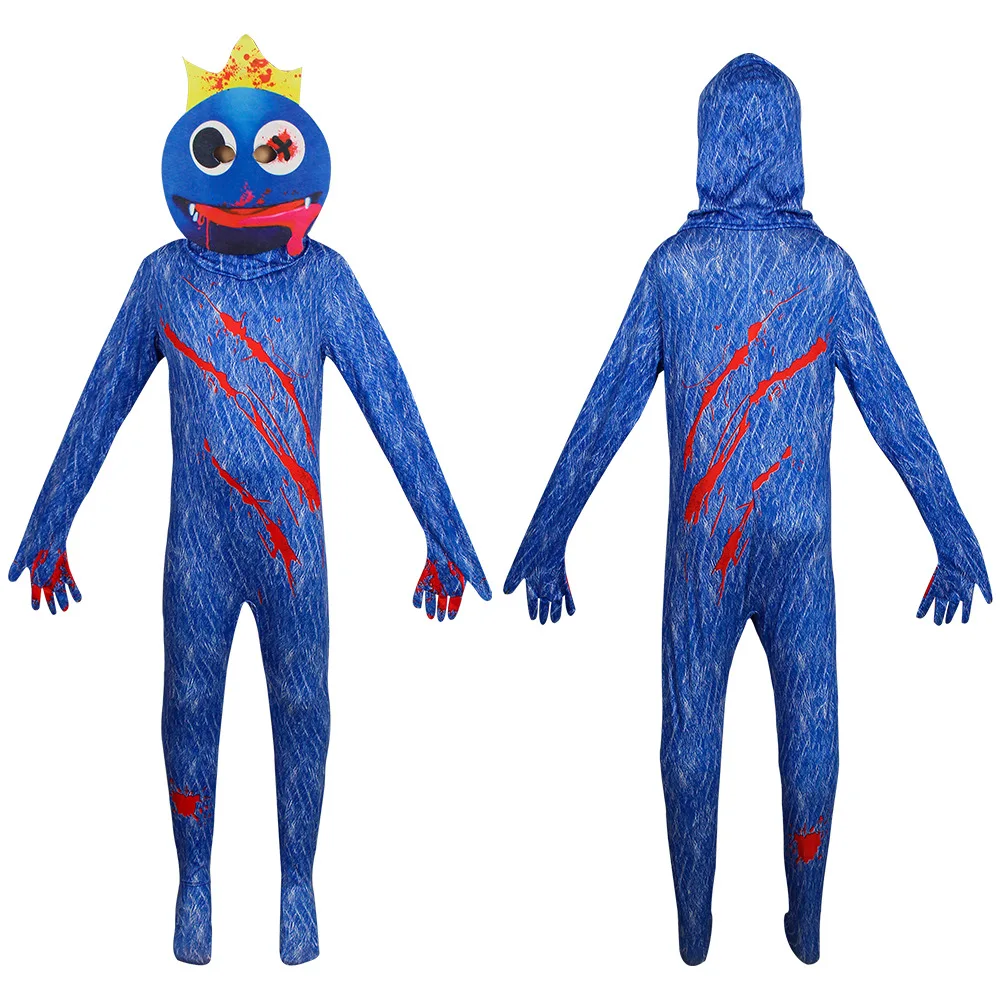 Rainbow Friends Costume Kids Boys Blue Monster Wiki Cosplay Horror Game Halloween Jumpsuit Including headgear Party Costume