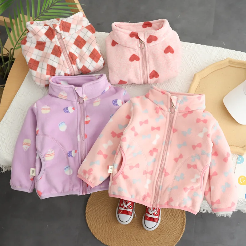 Trendy Autumn Kids Clothing for Boys and Girls Stylish Print Fleece Tops Fashionable Fall Outwear in Worested Fabric