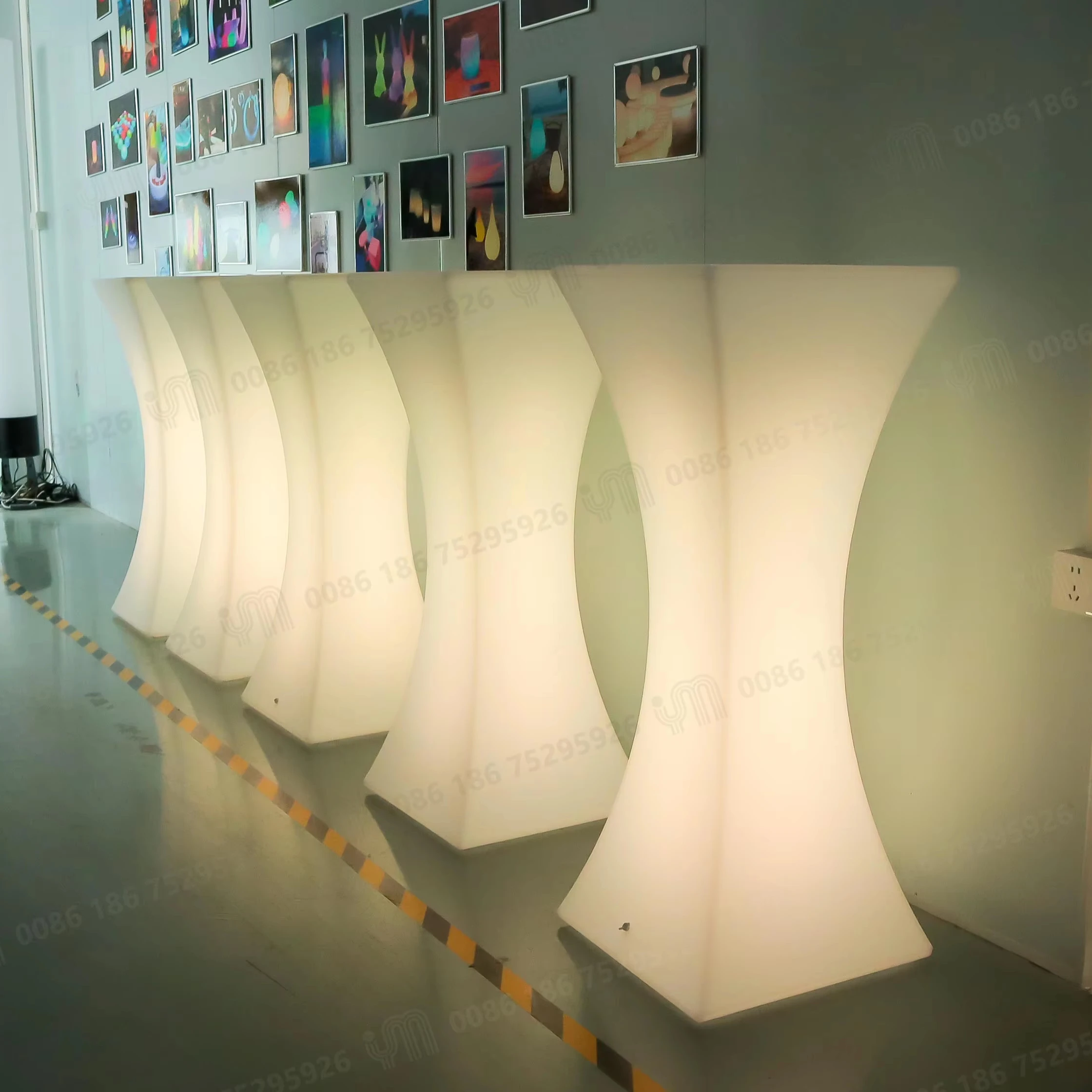 New Wedding Hall Decorations Led Pillar Shaped Coffee Tables Bar Night Club Light Up Cocktail Tables With Bucket And Led Light