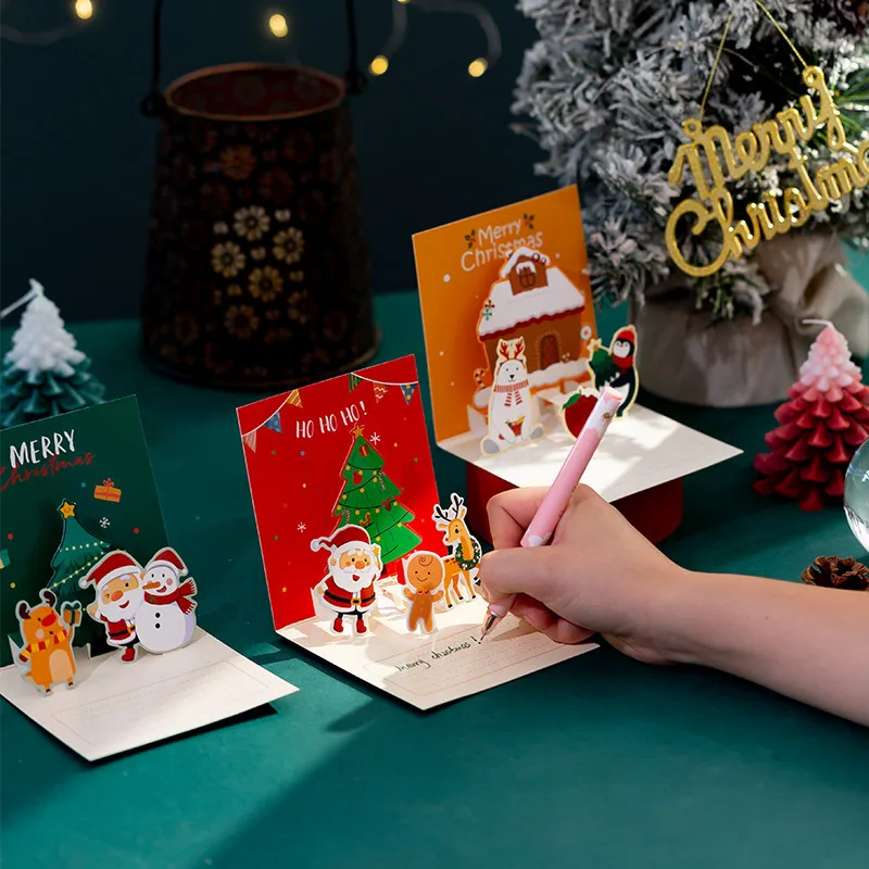 RR Donnelley Custom Design Printed 3D Christmas Pop Up Greeting Cards Festival New Year Card Winter Holiday Party Greeting Cards