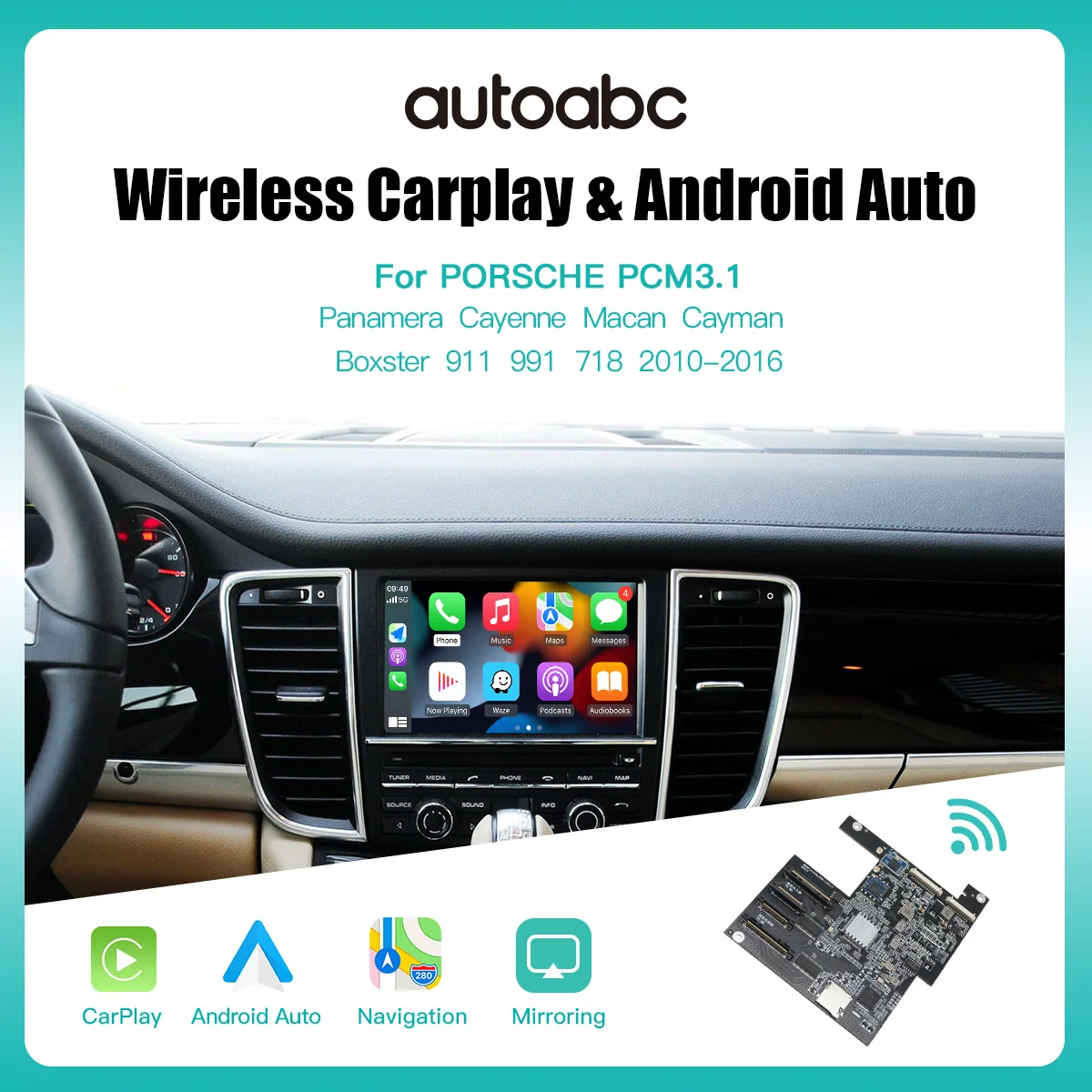 Autoabc Wireless Multimedia Carplay PCB Module  For Original Vehicle Screen Upgrade Of Prosche Pcm3.1 wireless airplay autolink
