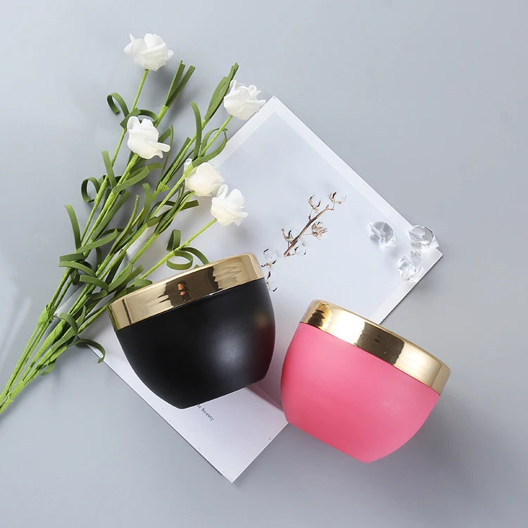 in stock 250 ml 8 oz Empty pink black Cosmetic Jar Containers With  Metallic Lids for Scrub Face Cream body butter