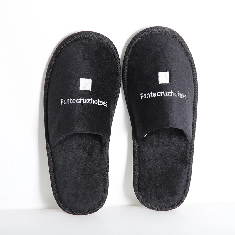 High Quality Luxury Disposable Cheap Hotel Slippers Disposable Black Cotton Hotel Slippers Suppliers