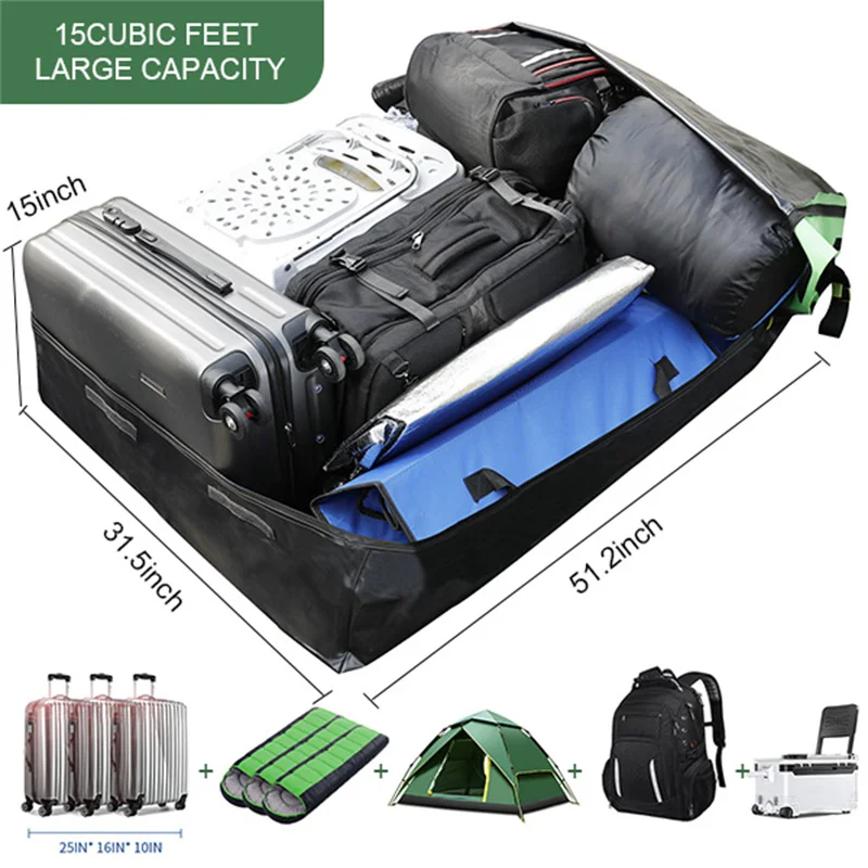 15 Cubic Feet High Quality Durable Waterproof Folding Car Roof Top Bag For Traveling With Large Capacity