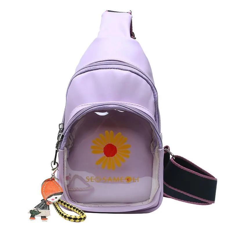 fashion most popular women chest ita bag with clear PVC window for pins custom design transparent ita bag